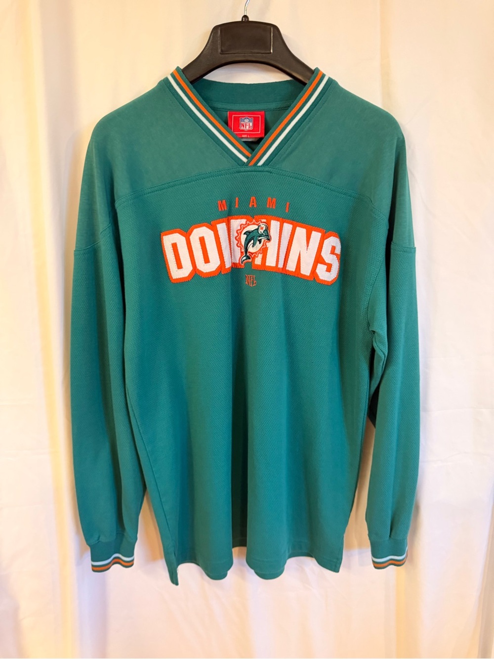 NFL Miami Dolphins Teal Long Sleeve Jersey Shirt